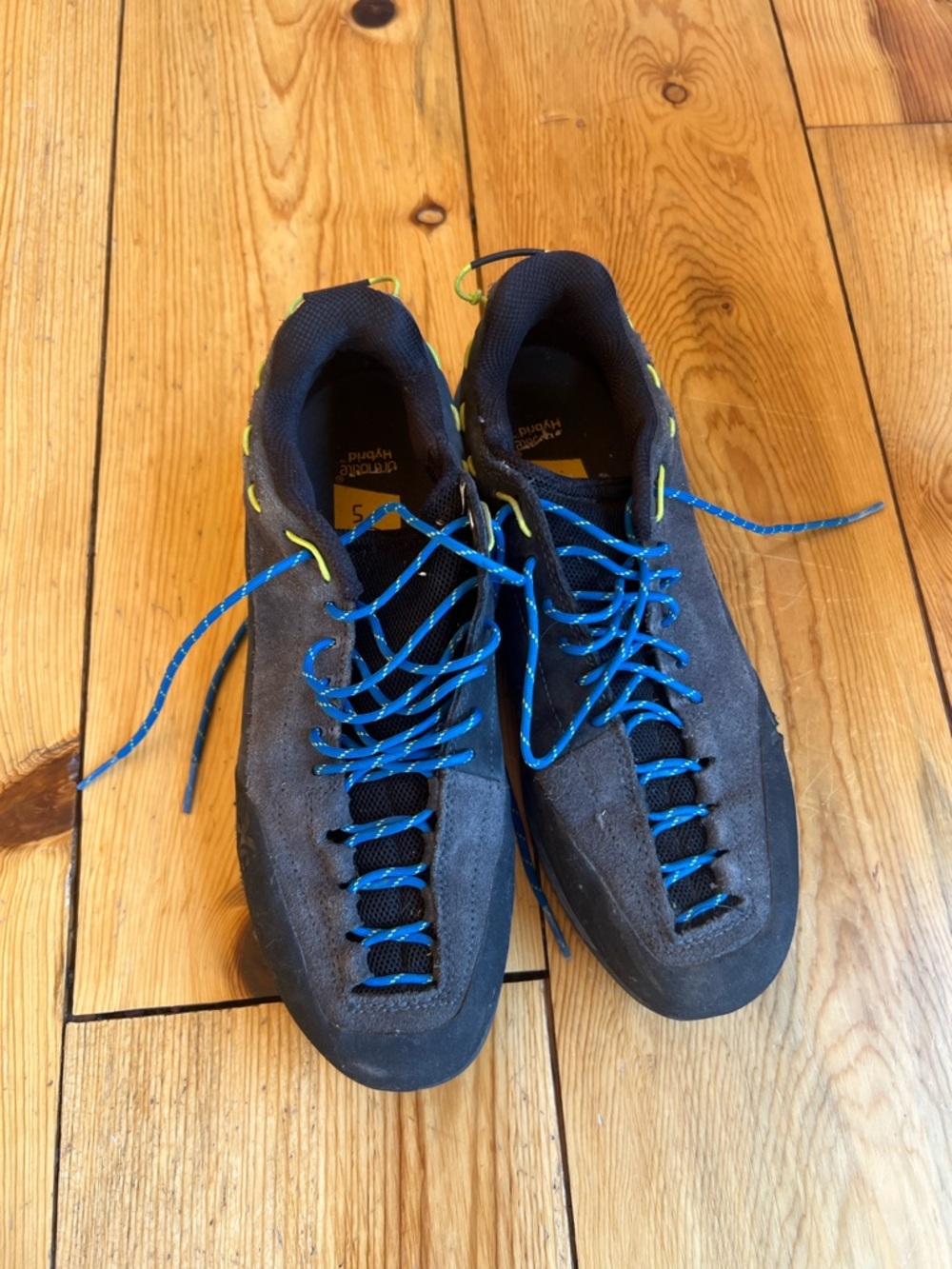 Asolo Gray and Black Men's Athletic Lace-Up Shoes with Bright Blue Laces